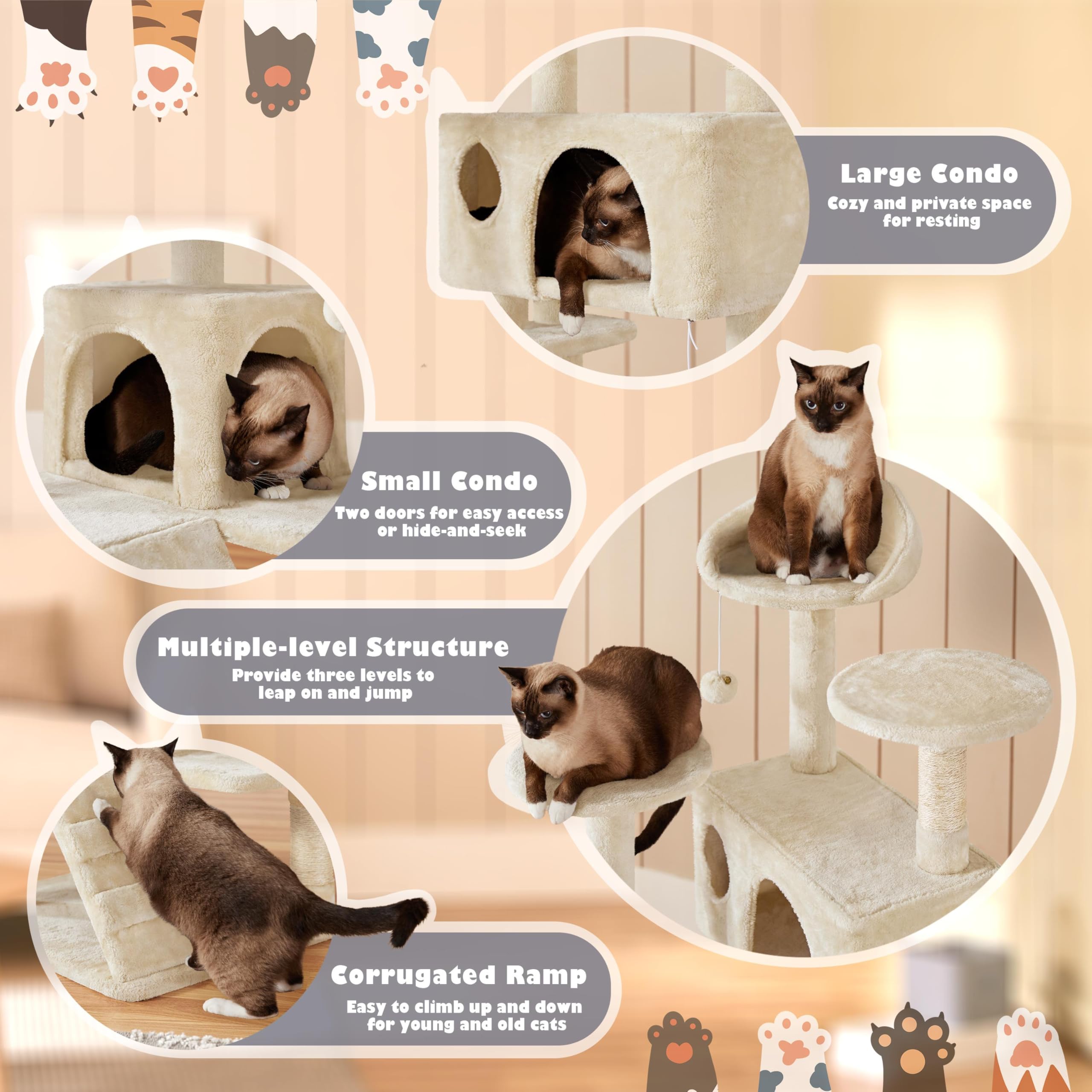 Yaheetech Cat Tree Tower with Condo & Scratching Post