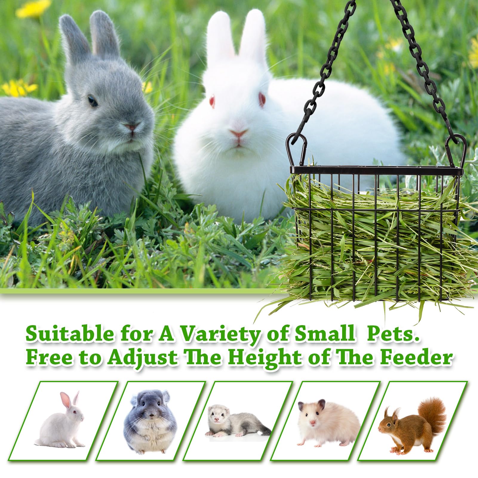 Sopffy 2-Pack Metal Hay Feeders for Rabbits & Guinea Pigs