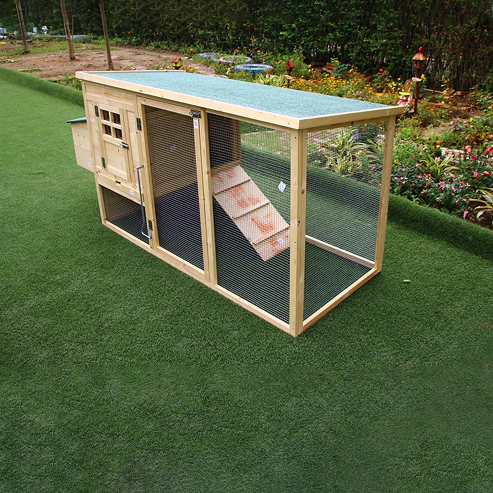 TXGJWRA Elevated Wooden Rabbit Hutch with Waterproof Roof