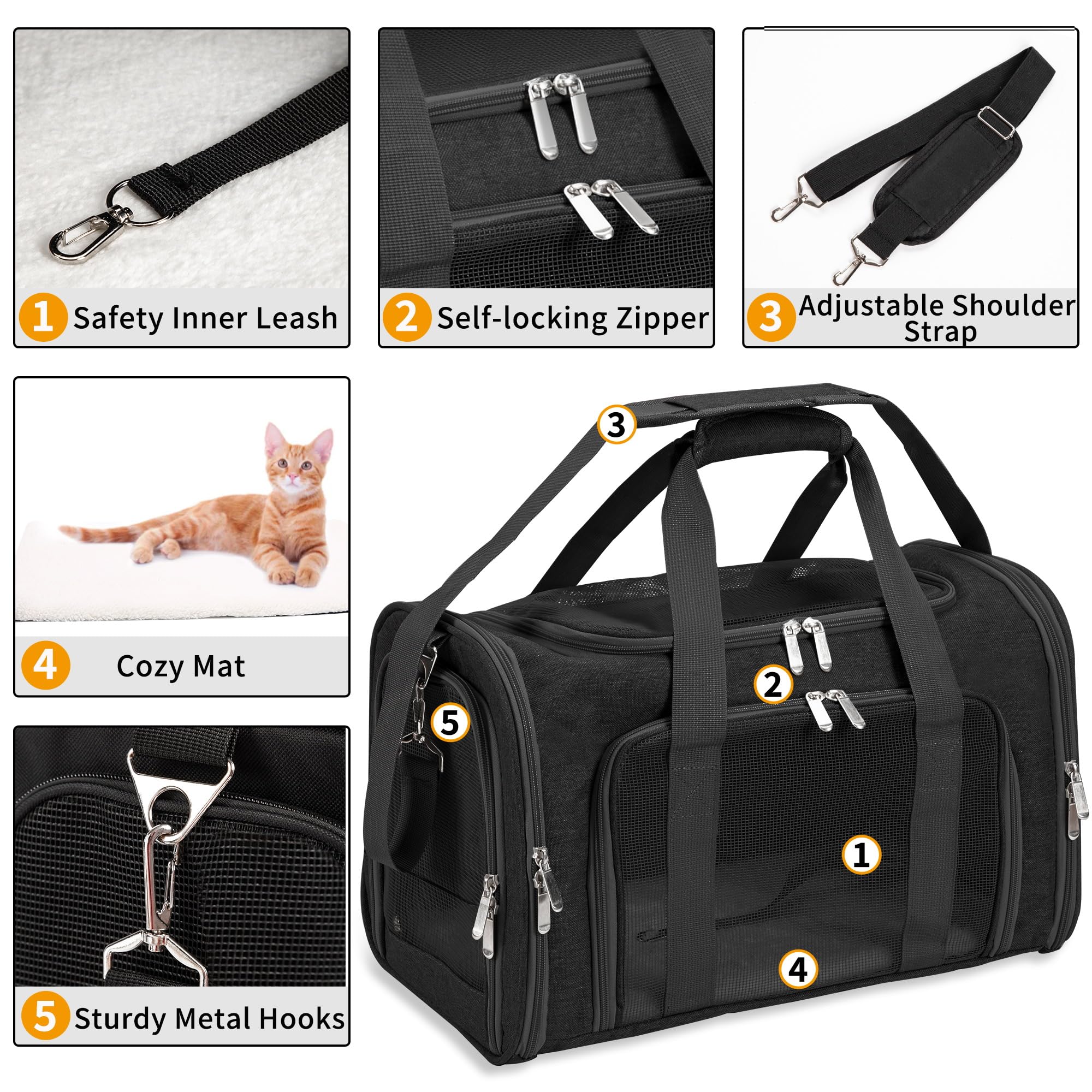 Soft-Sided Pet Carrier for Cats, Dogs & Small Animals