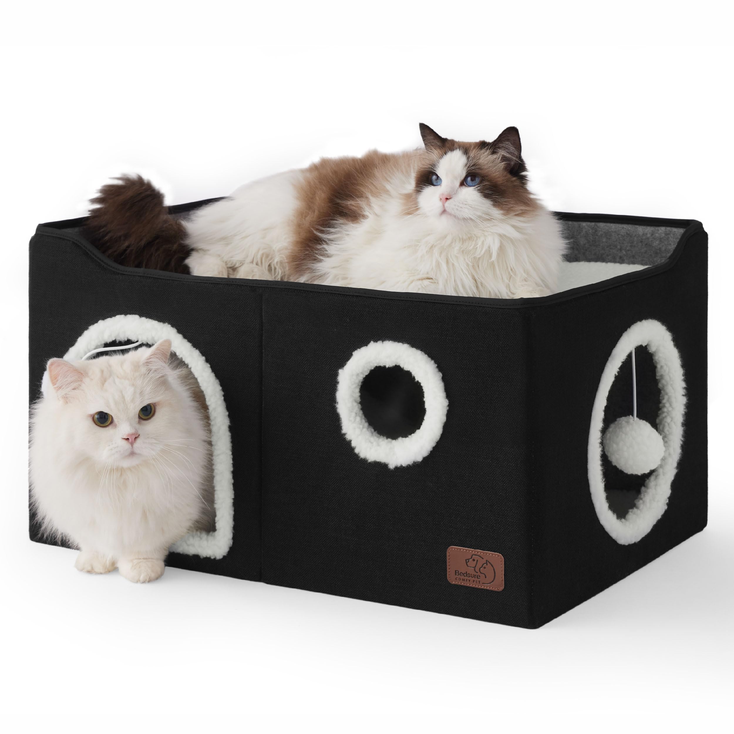 Bedsure Foldable Cat Cave Bed with Scratch Pad & Ball Toy
