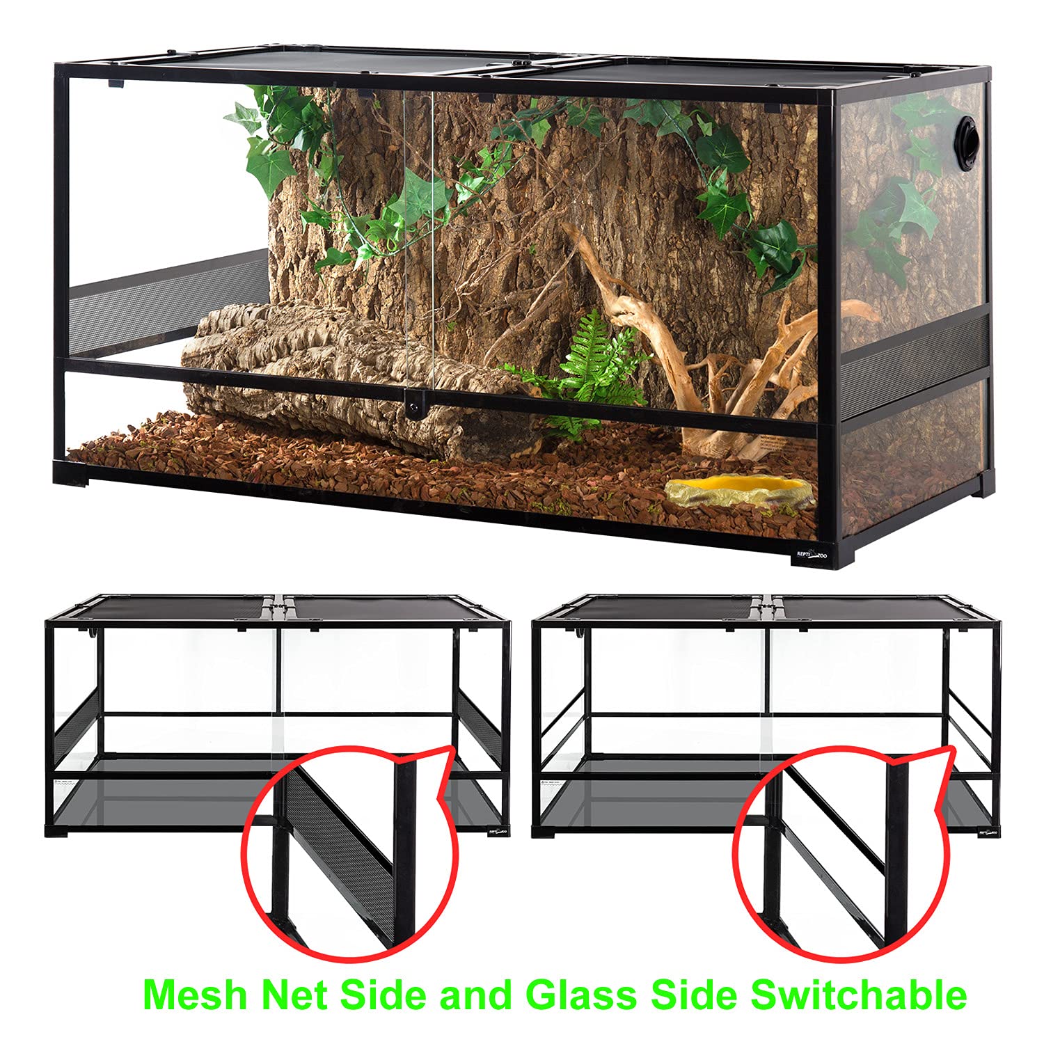 REPTI ZOO Glass Reptile Terrarium with Double Doors