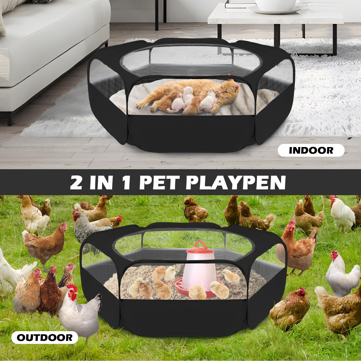 UWE Portable Waterproof Small Animal Playpen with Cover