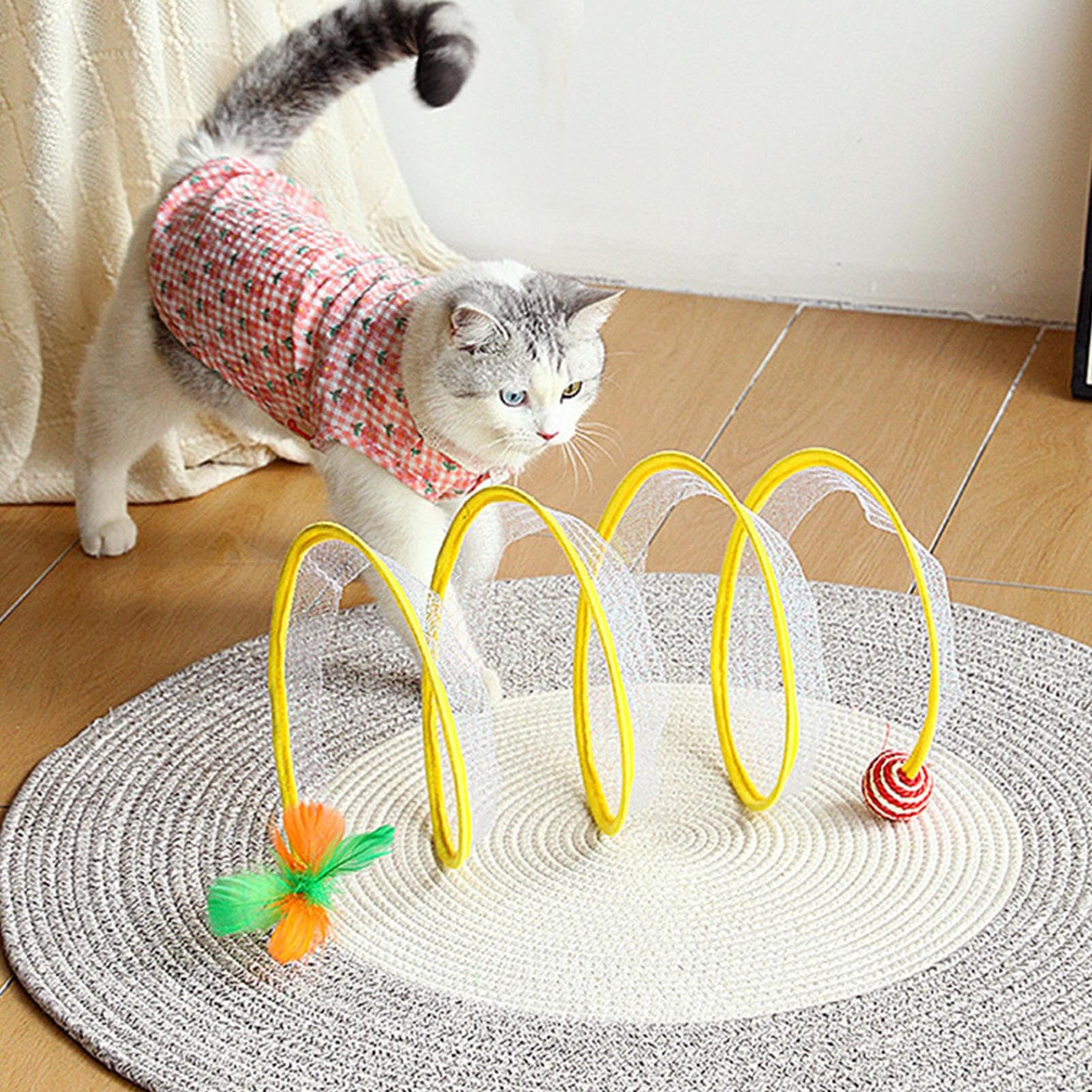 Portable Interactive Cat Tunnel with Spring Toys