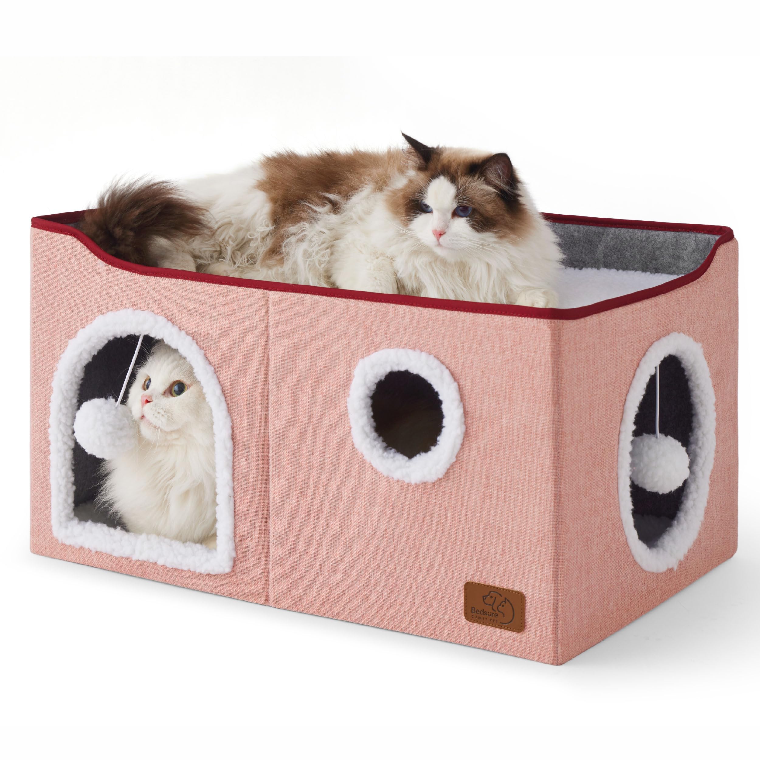 Bedsure Foldable Cat Cave Bed with Scratch Pad & Ball Toy