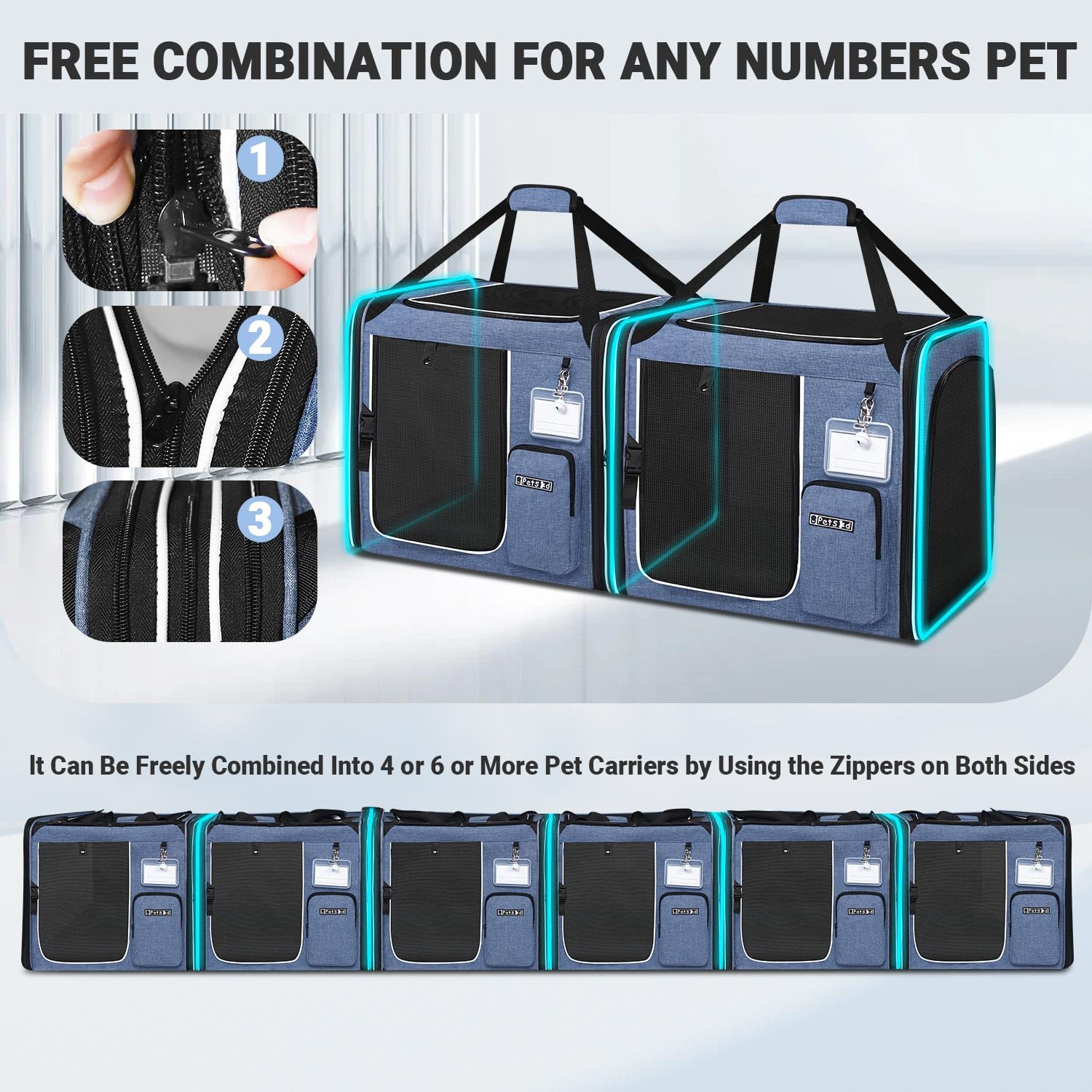 Petskd 2-in-1 Double Cat Carrier with Litter Box