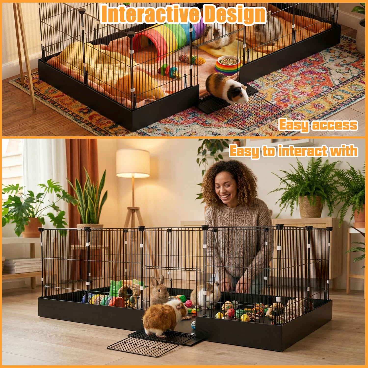 SNAAT Expandable Guinea Pig Playpen with Waterproof Liner