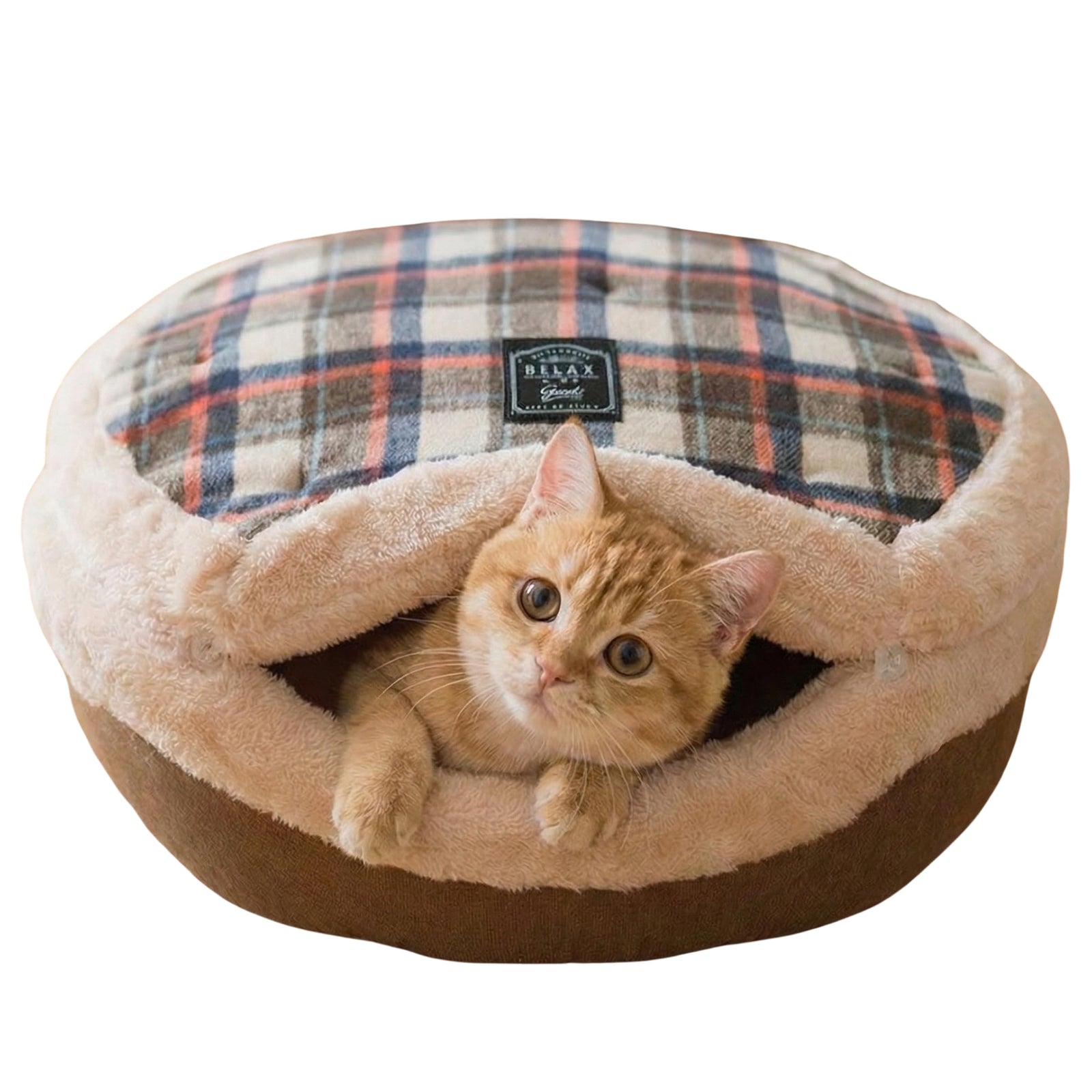Urnat Plush Calming Cat Cave Bed with Detachable Lid
