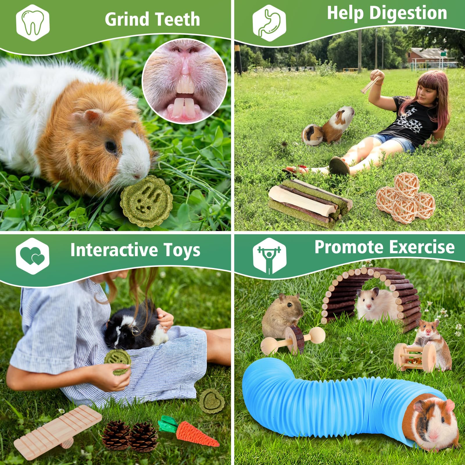 24-Piece Hamster & Guinea Pig Chew and Tunnel Toy Set
