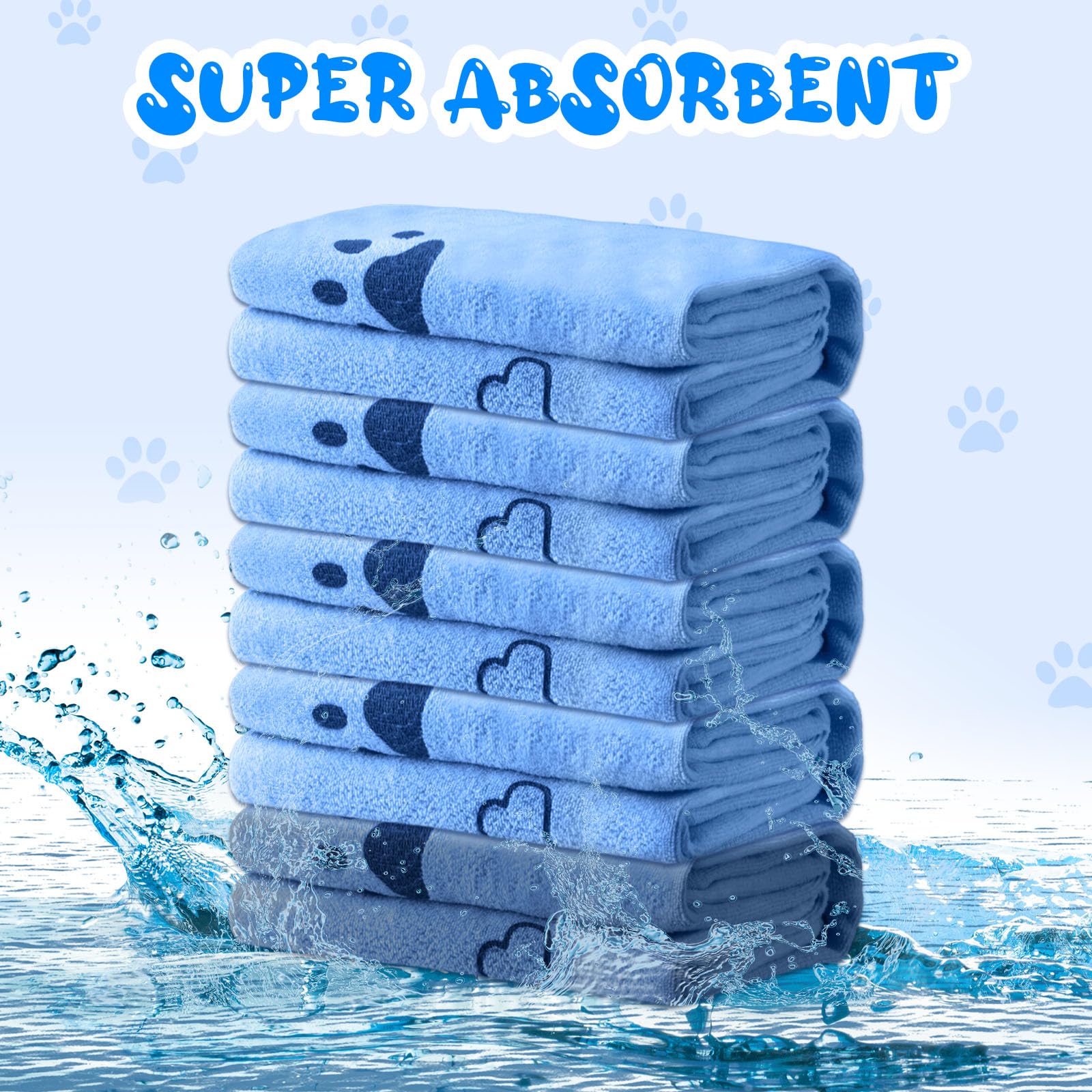 Tatuo 12-Pack Microfiber Dog Grooming Towels, 28 x 55 in
