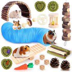 24-Piece Hamster & Guinea Pig Chew and Tunnel Toy Set