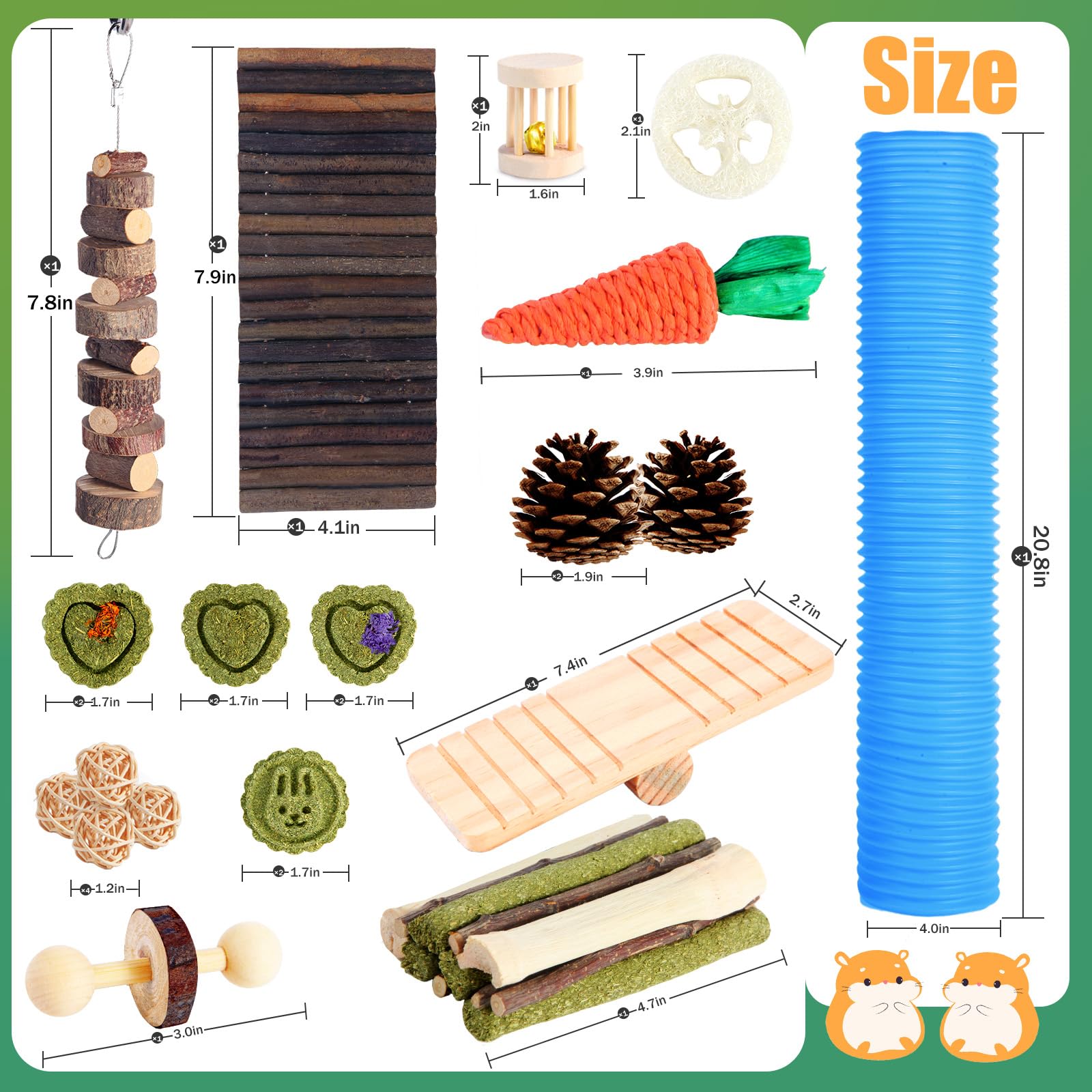 24-Piece Hamster & Guinea Pig Chew and Tunnel Toy Set