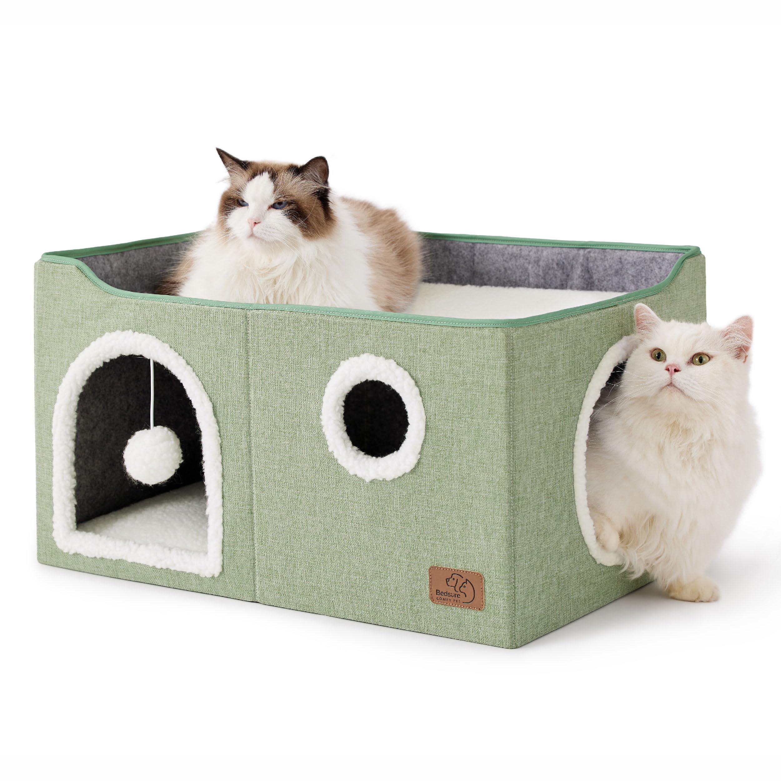 Bedsure Foldable Cat Cave Bed with Scratch Pad & Ball Toy