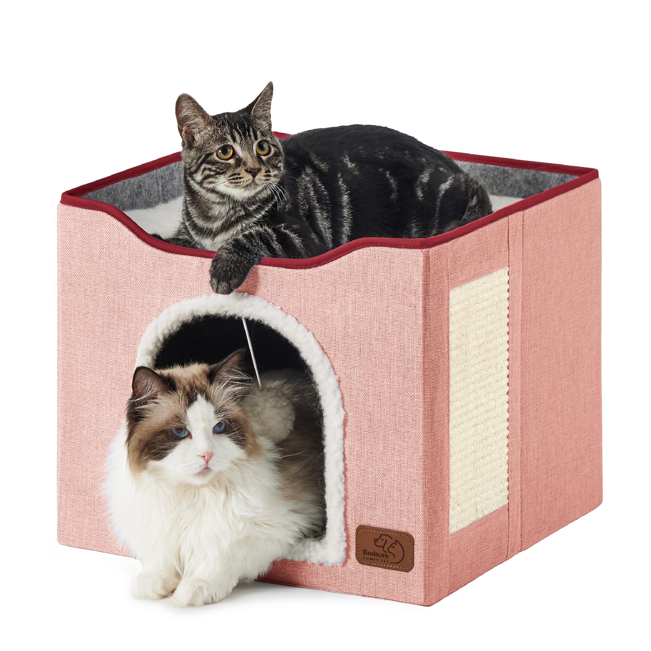 Bedsure Foldable Cat Cave Bed with Scratch Pad & Ball Toy