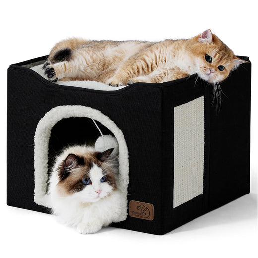 Bedsure Foldable Cat Cave Bed with Scratch Pad & Ball Toy