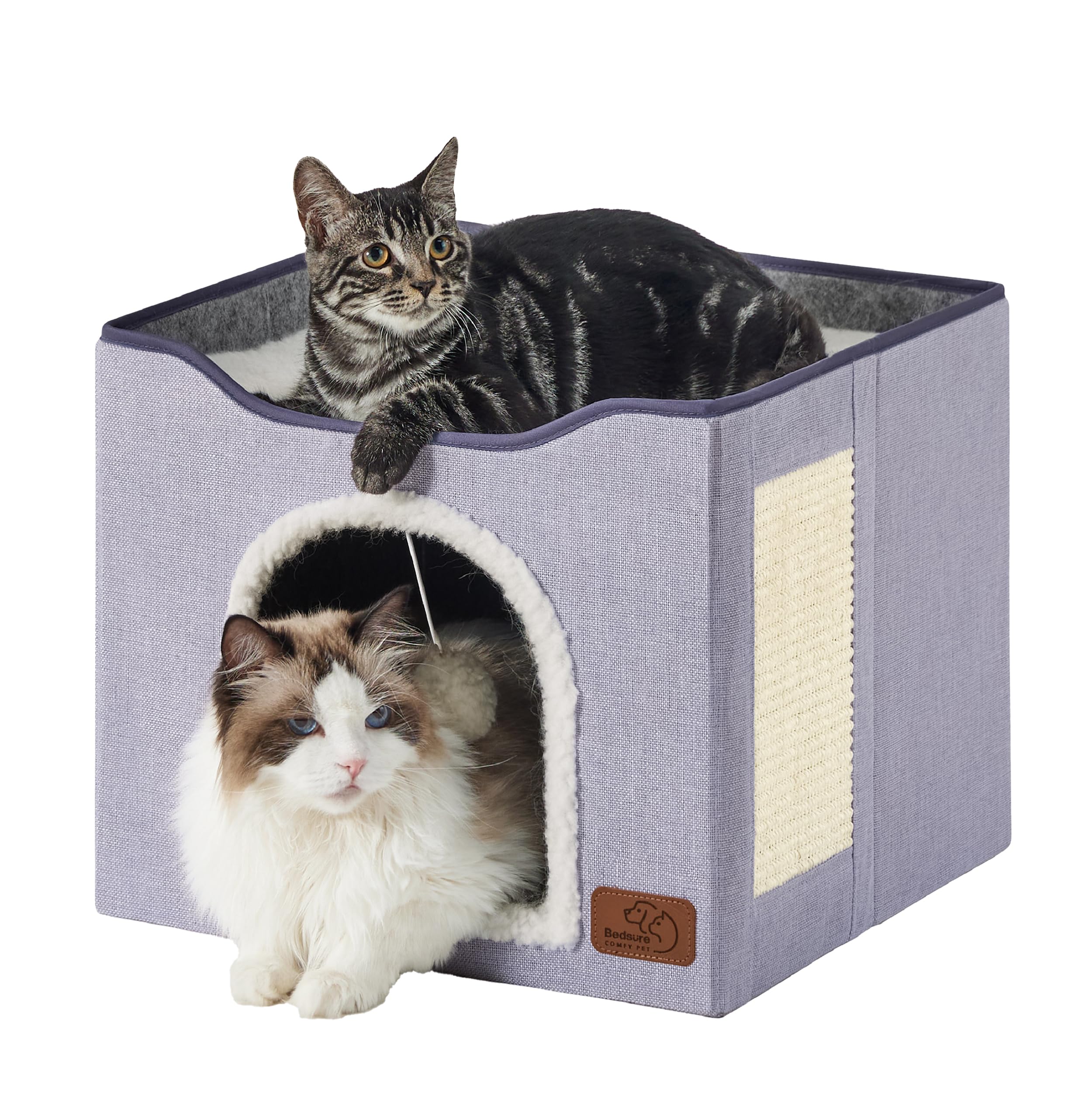 Bedsure Foldable Cat Cave Bed with Scratch Pad & Ball Toy