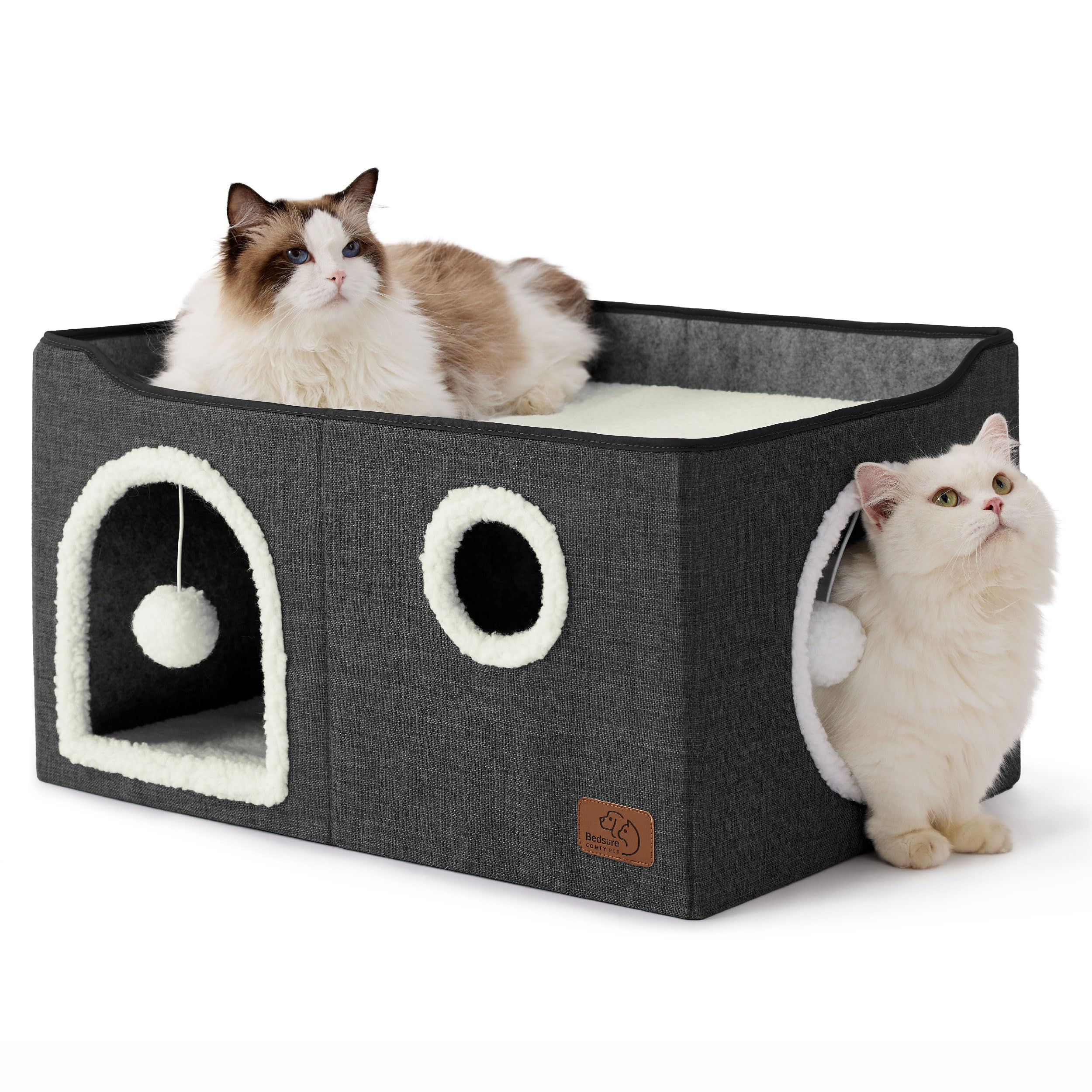 Bedsure Foldable Cat Cave Bed with Scratch Pad & Ball Toy