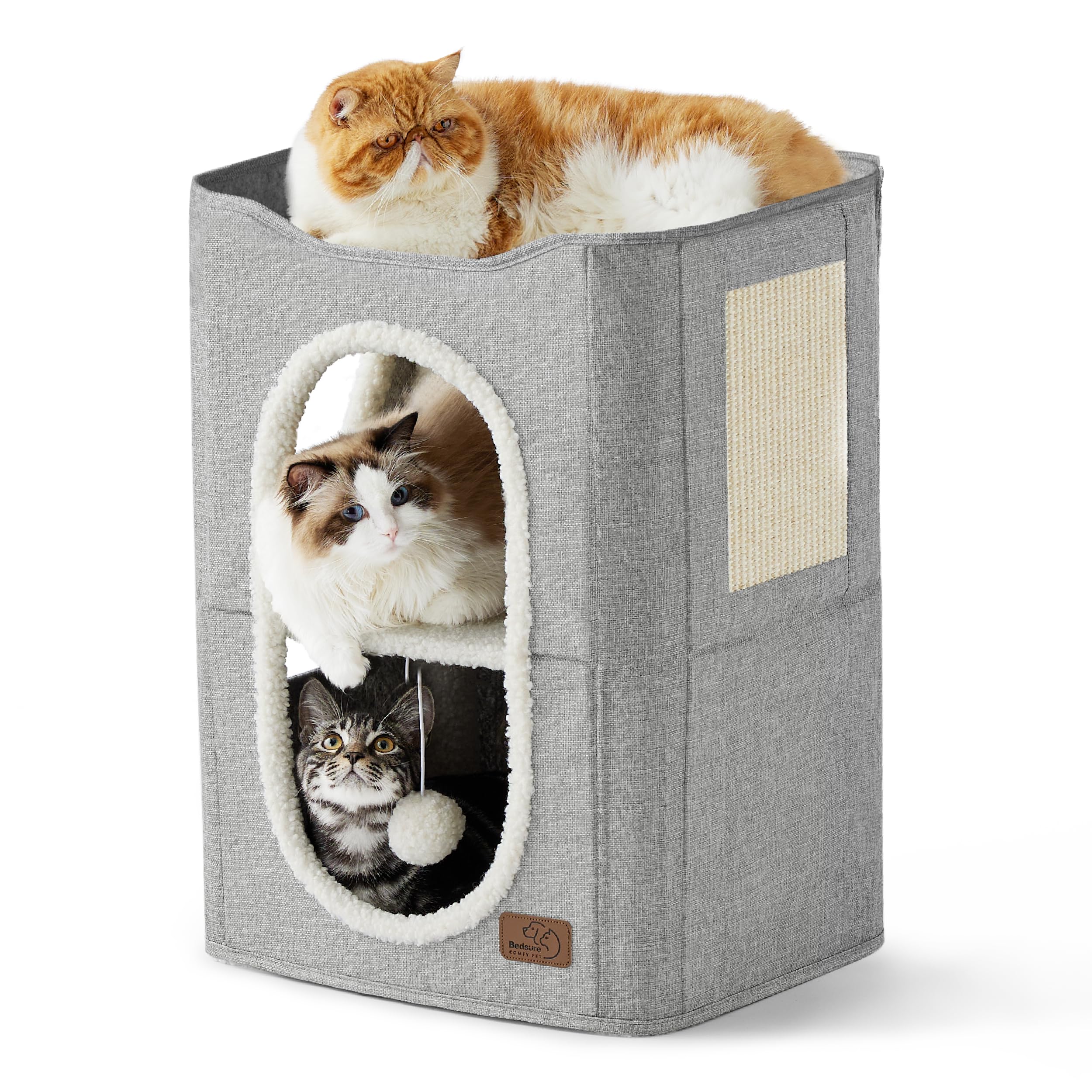 Bedsure Foldable Cat Cave Bed with Scratch Pad & Ball Toy