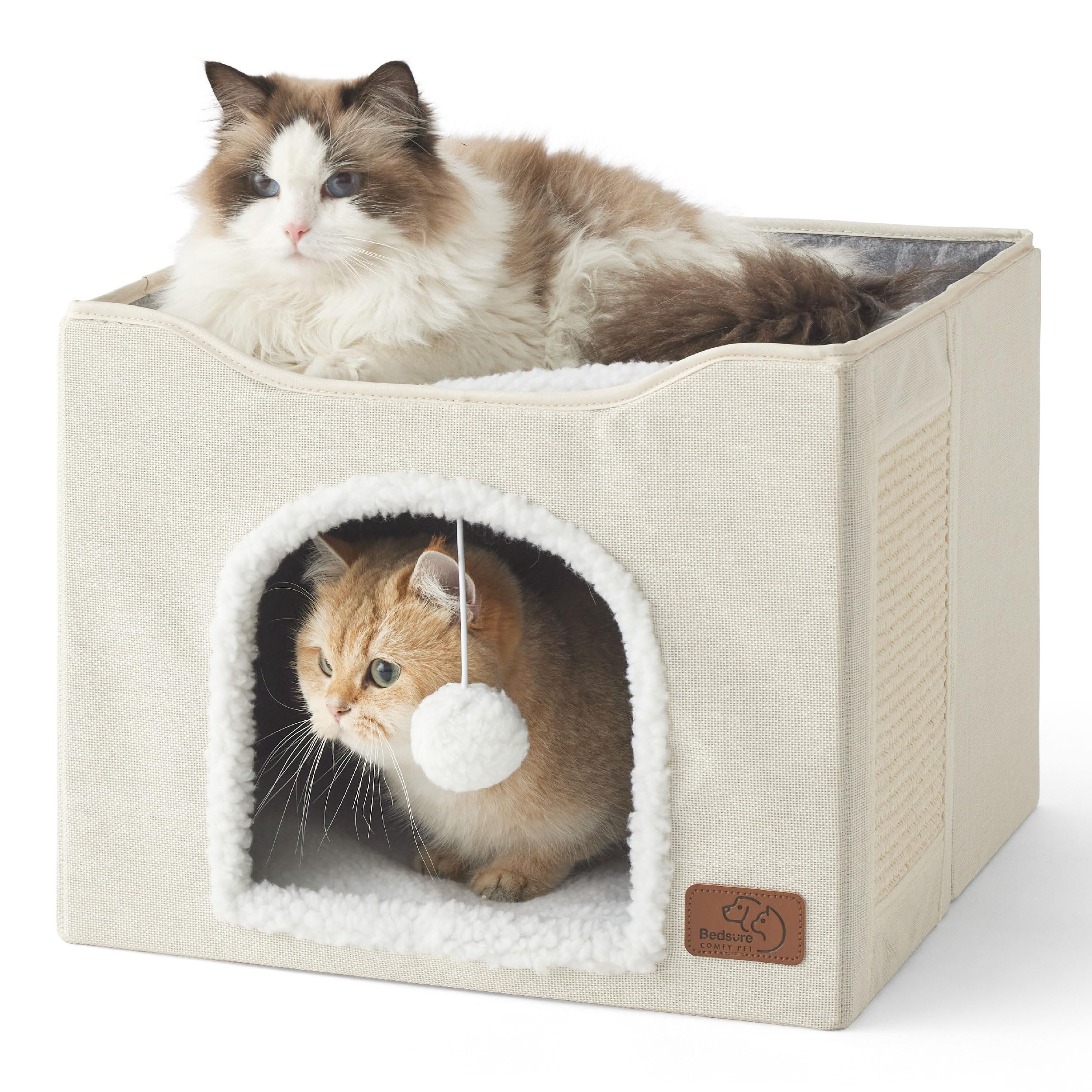Bedsure Foldable Cat Cave Bed with Scratch Pad & Ball Toy