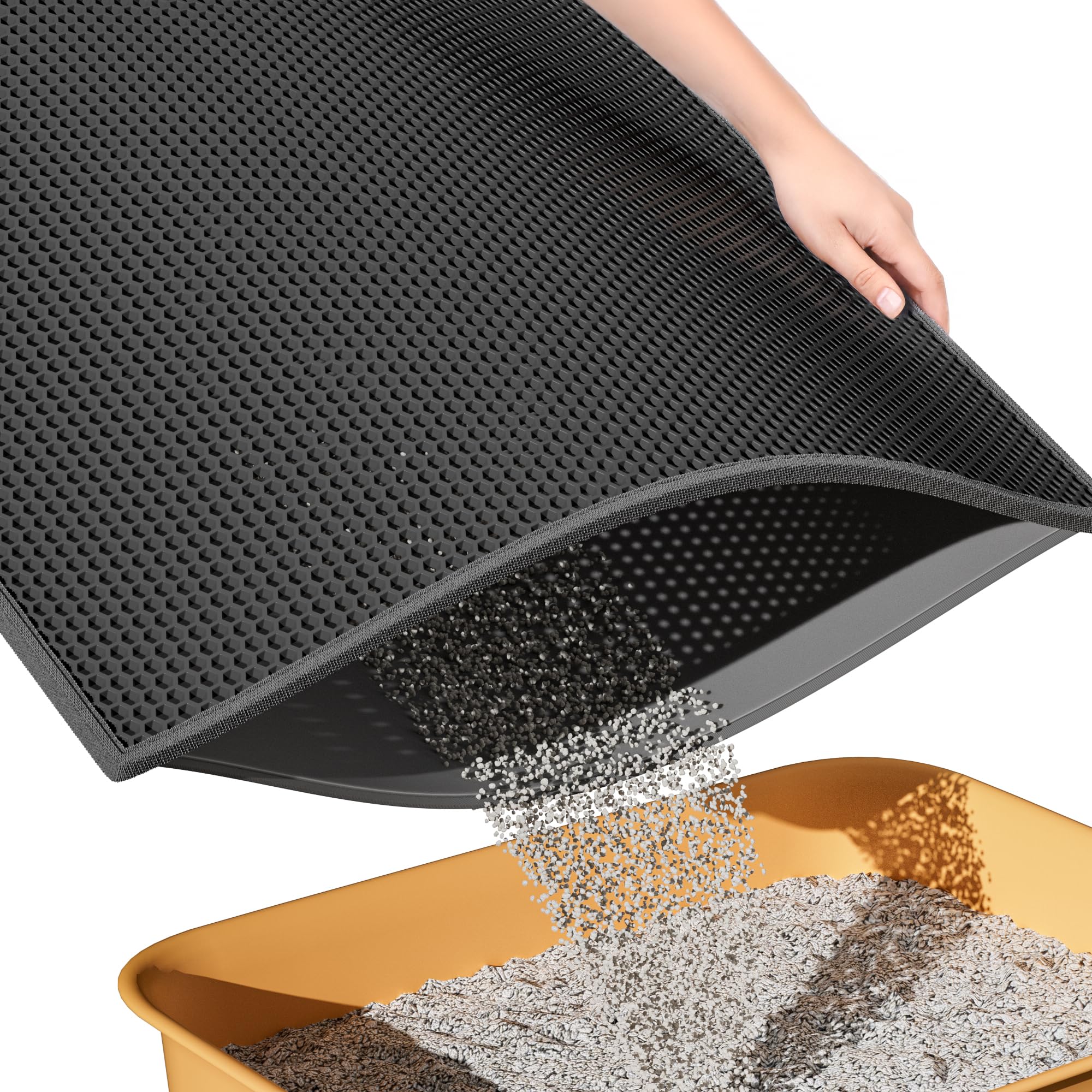 ESTHELLO Double-Layer Honeycomb Cat Litter Trapping Mat