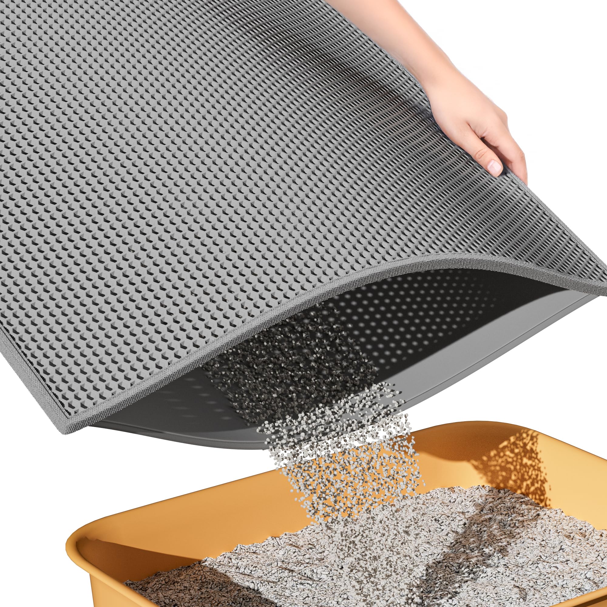 ESTHELLO Double-Layer Honeycomb Cat Litter Trapping Mat
