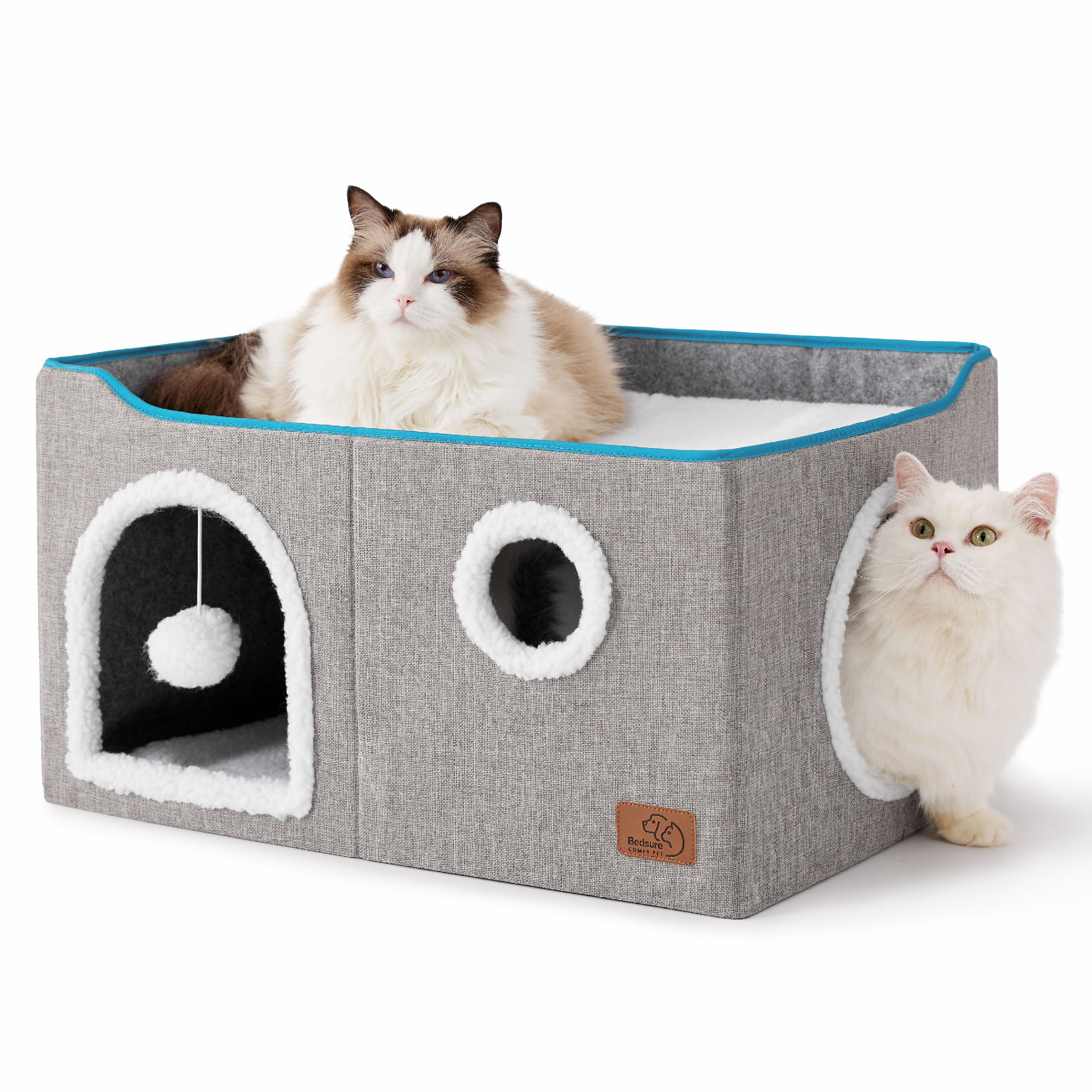 Bedsure Foldable Cat Cave Bed with Scratch Pad & Ball Toy